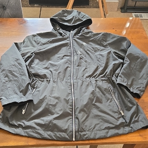 Free Country Jackets & Blazers - Free Country Dark Green Hooded Faux Fur Lined Raincoat Jacket Size 1X